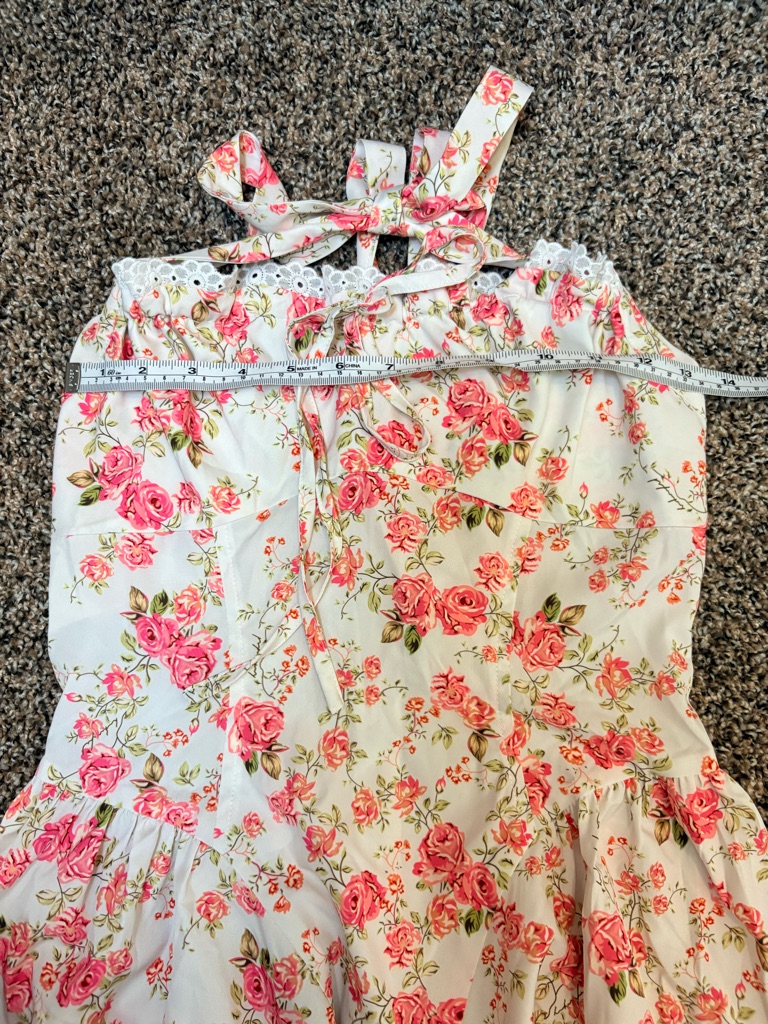 Rihoas Cream Floral Halter Maxi Dress With Pink Rose Print — image 8 of 8